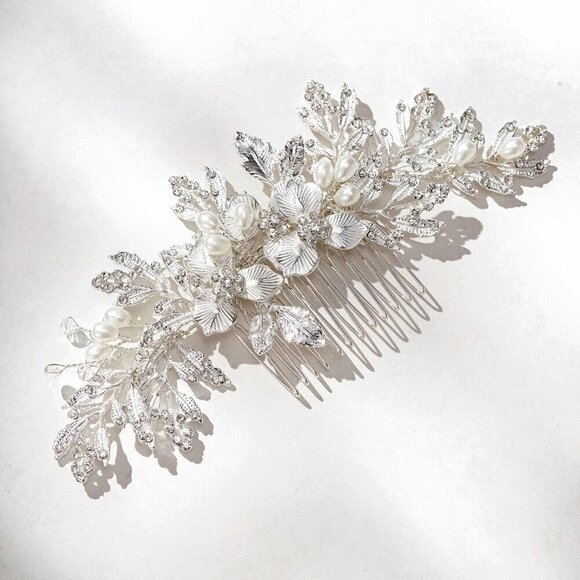 ?Women Silver Handmade Hair Comb Clip Bridal Comb Piece Hair Accessories